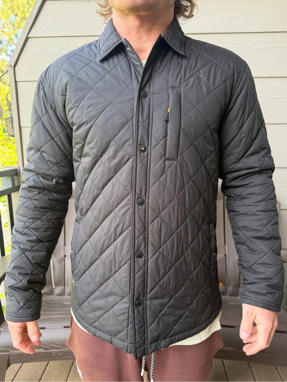 Men's Quicksilver Waterman Quilted Button-Front Jacket in Charcoal Medium